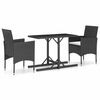 vidaXL Ensemble &agrave; manger de jardin 3 pcs Noir
