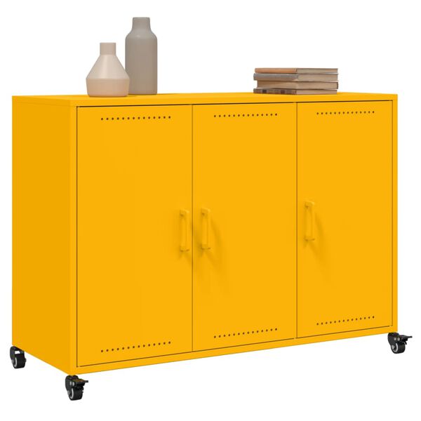 vidaXL Buffet jaune moutarde 100,5x39x72 cm acier
