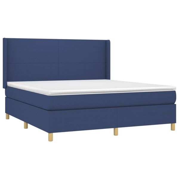vidaXL Sommier &agrave; lattes de lit matelas et LED Bleu 160x200 cm Tissu
