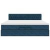 vidaXL Cadre de lit ottoman avec matelas bleu fonc&eacute; 200x200 cm velours