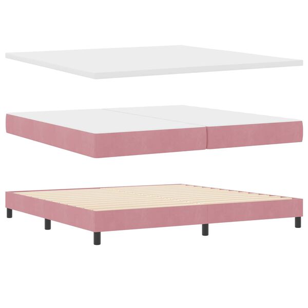 vidaXL Lit &agrave; ressorts avec matelas Rose 200 x 200 cm Polyester