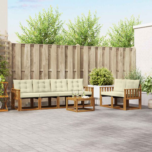 vidaXL Ensemble de canap&eacute;s d'ext&eacute;rieur 7 pcs Naturel et Cr&egrave;me