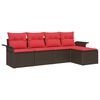 vidaXL Ensemble de canap&eacute; de jardin 5 pc Marron polyrotin