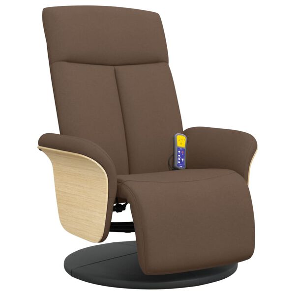 vidaXL Fauteuil inclinable de massage avec repose-pieds marron tissu