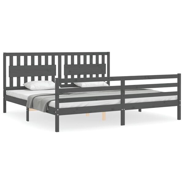 vidaXL Cadre de lit sans matelas gris 200x200 cm bois massif