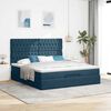 VidaXL Cadre de lit ottoman avec matelas bleu fonc&eacute; 180x200 cm velours