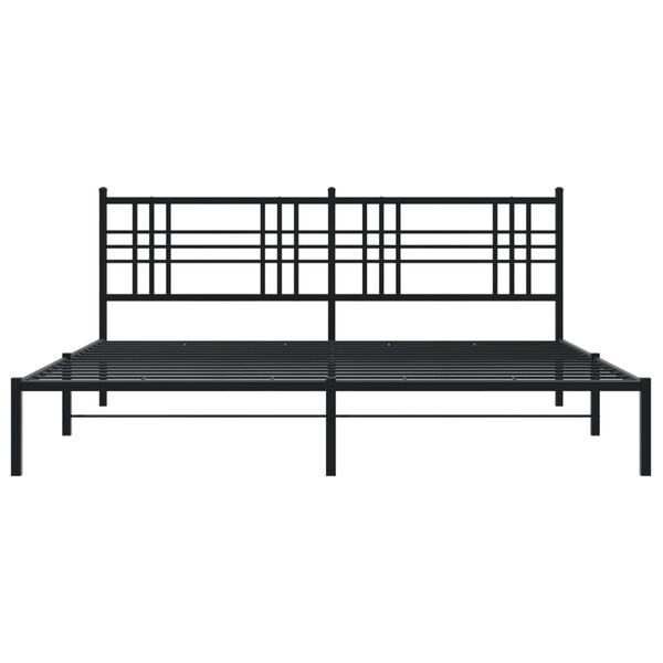 vidaXL Cadre de lit m&eacute;tal sans matelas avec t&ecirc;te de lit noir 200x200cm