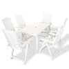 vidaXL Ensemble &agrave; manger d'ext&eacute;rieur 7 pcs Plastique Blanc