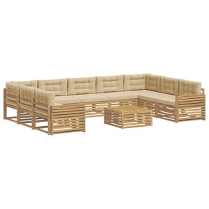 vidaXL Ensemble de canap&eacute;s d'ext&eacute;rieur 10 pc Blanc et Beige