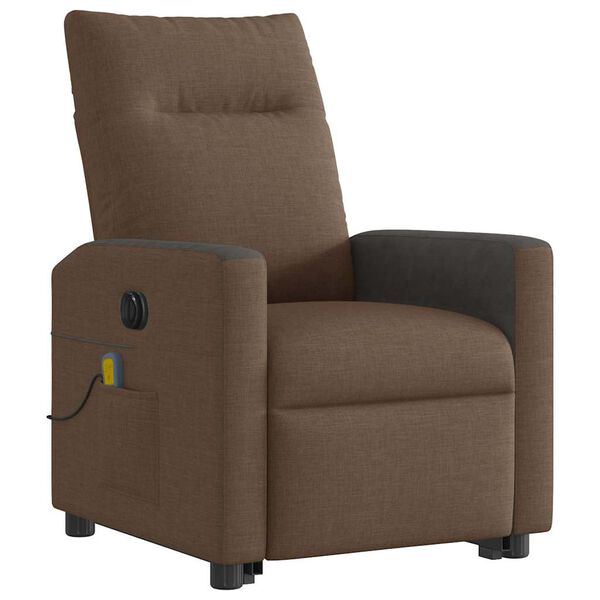 vidaXL Fauteuil inclinable de massage &eacute;lectrique Marron Tissu