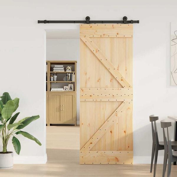 vidaXL Porte coulissante et kit de quincaillerie 80x210 cm pin massif