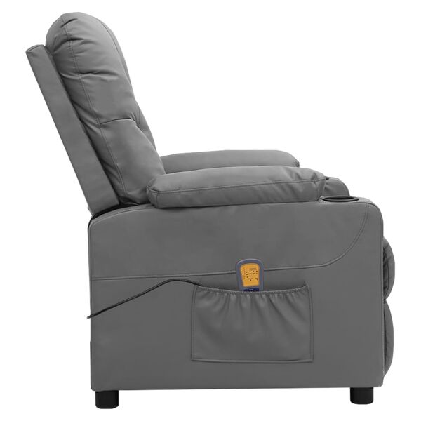vidaXL Fauteuil de massage Gris Similicuir