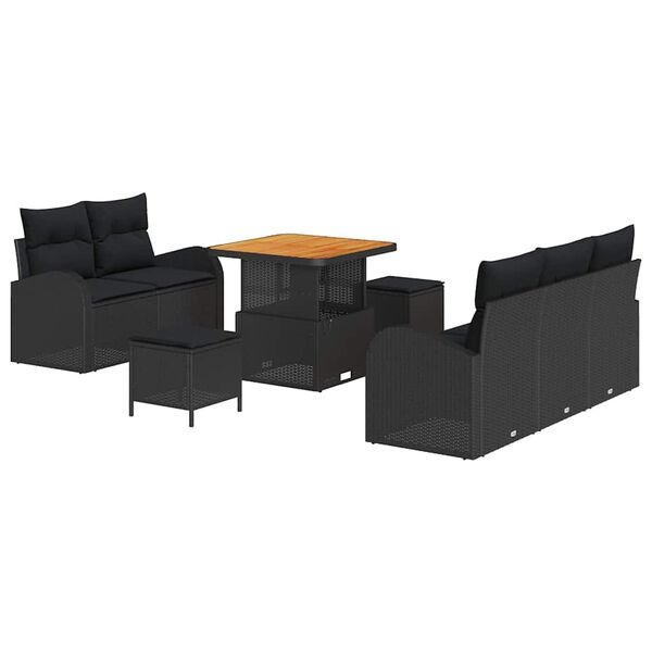 vidaXL Ensemble de canapé de jardin 8 pcs Noir 80 x 80 x 71 cm