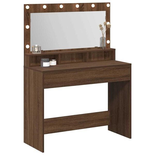 vidaXL Table de Toilette avec &eacute;tag&egrave;re Ch&ecirc;ne brun 100 x 41 x 135 cm