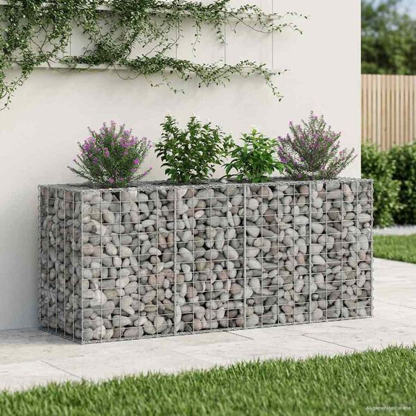 vidaXL Lit sur&eacute;lev&eacute; gabion Argent&eacute; 170 x 50 x 80 cm Acier galvanis&eacute;