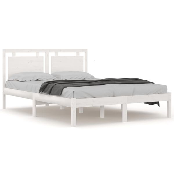 vidaXL Cadre de lit sans matelas blanc 120x200 cm bois massif
