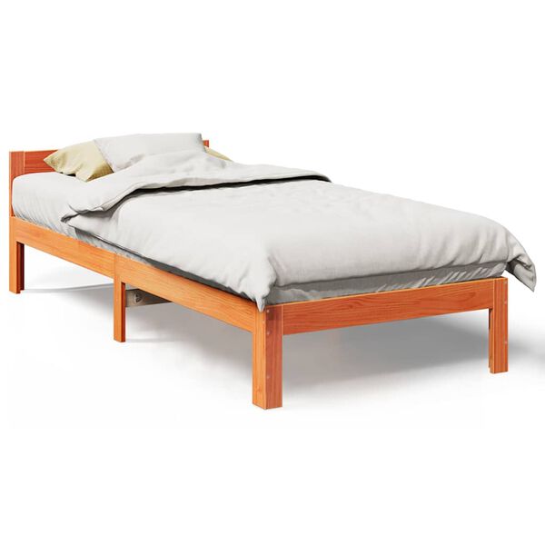 vidaXL Cadre de lit sans matelas cire marron 90x200 cm bois pin massif