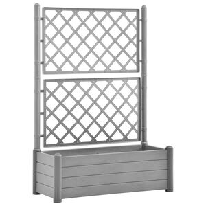 vidaXL Jardini&egrave;re avec treillis 100x43x142 cm PP Gris pierre