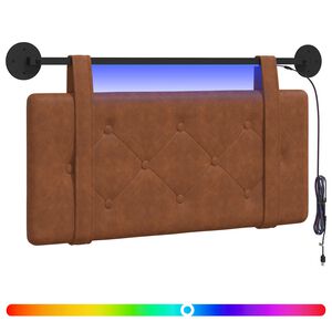vidaXL T&ecirc;te de lit suspendue Avec lumi&egrave;re LED Marron PU antique
