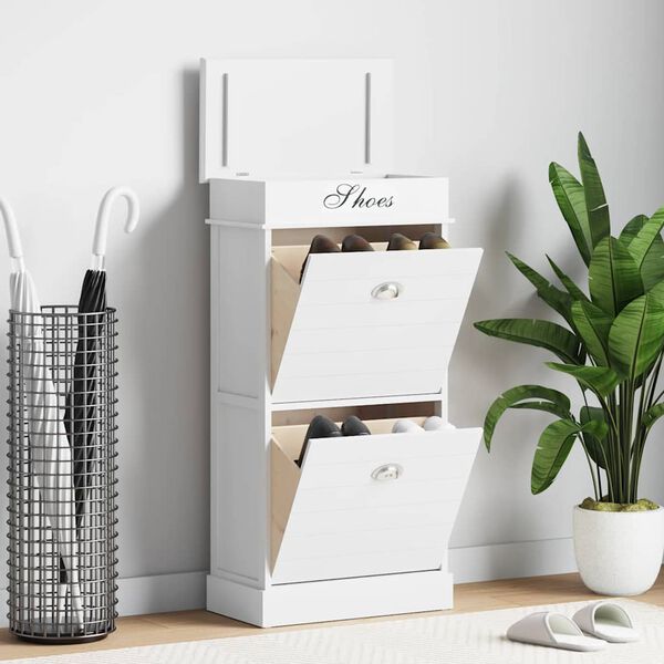 vidaXL Armoire &agrave; chaussures Blanc 50 x 28 x 98 cm Bois de Paulownia