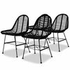 vidaXL Chaises &agrave; manger lot de 4 noir rotin naturel