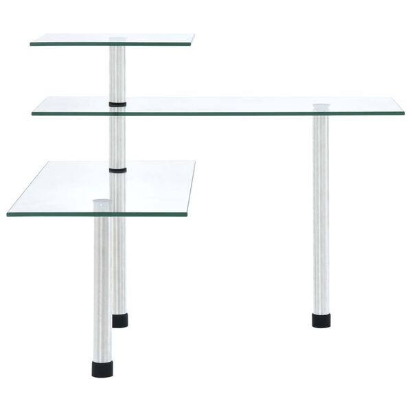 vidaXL Étagère d'angle de cuisine à 3 niveaux Verre trempé