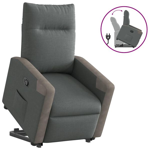 vidaXL Fauteuil inclinable Gris fonc&eacute; Tissu