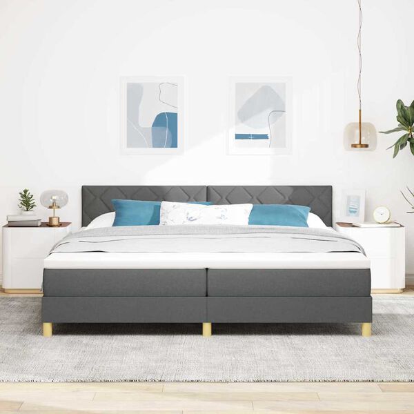 vidaXL Lit à ressorts avec matelas Gris foncé 200 x 200 cm tissu