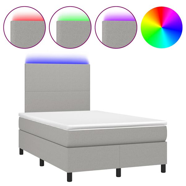 vidaXL Sommier &agrave; lattes de lit matelas LED gris clair 120x190 cm tissu