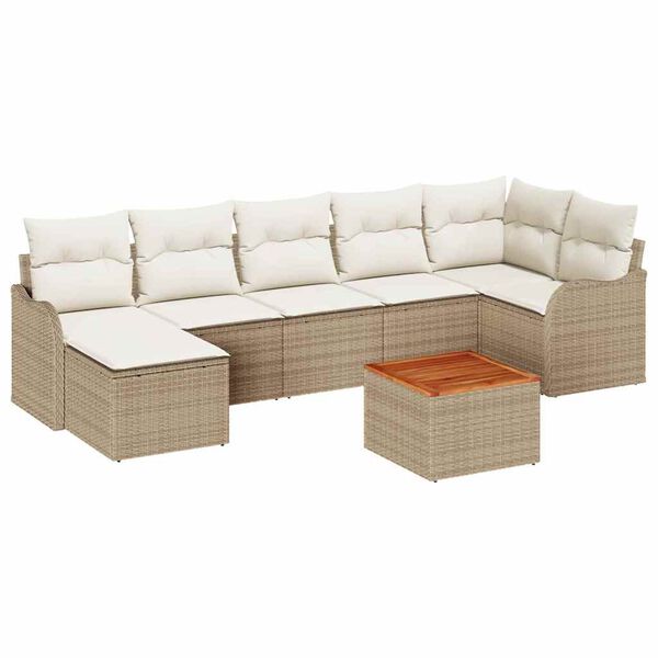 vidaXL Ensemble de canap&eacute; de jardin 8 pcs Beige Poly rotin