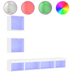 vidaXL Unit&eacute;s murales TV avec LED 5 pcs blanc bois d'ing&eacute;nierie