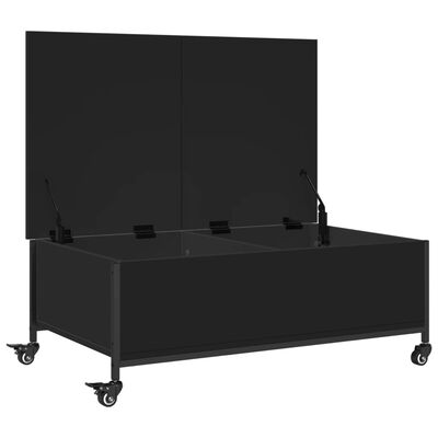 vidaXL Table basse avec roulettes noir 91x55x34 cm bois d'ingénierie