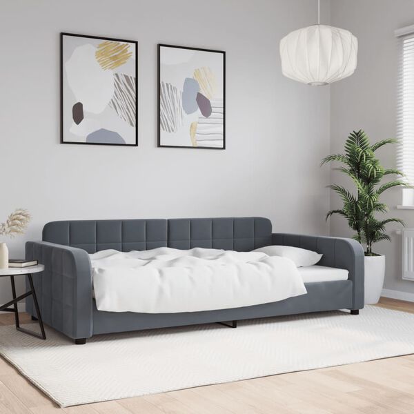 vidaXL Lit de repos sans matelas gris fonc&eacute; 100x200 cm velours