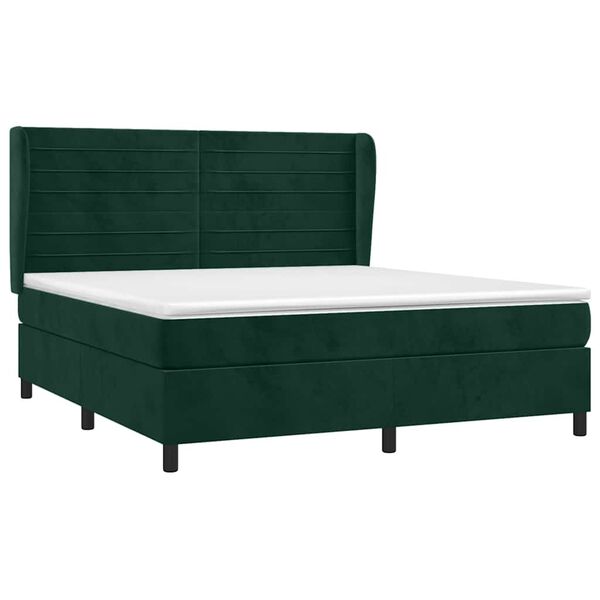 vidaXL Sommier &agrave; lattes de lit et matelas Vert fonc&eacute; 180x200cm Velours