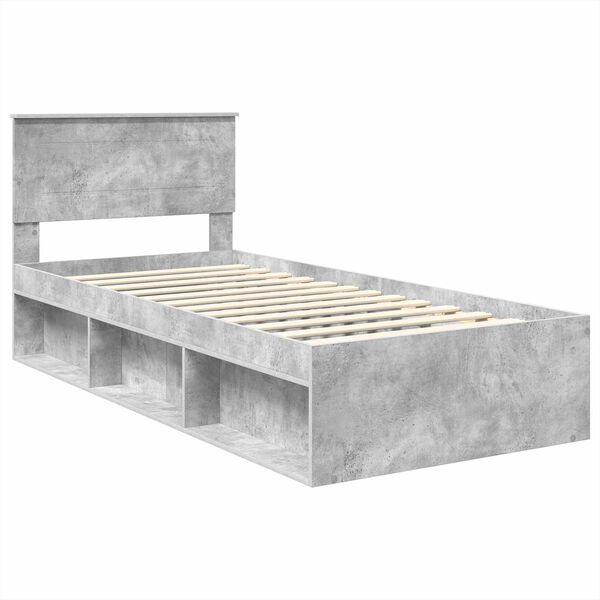 vidaXL Cadre de lit B&eacute;ton 90 x 200 cm Bois d'ing&eacute;nierie