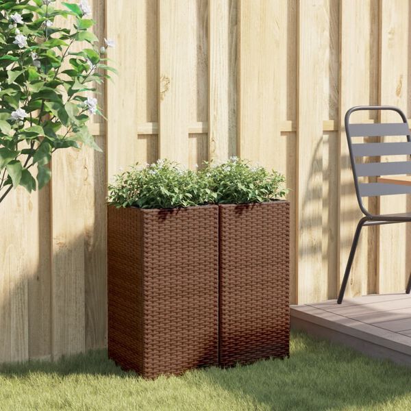 vidaXL Jardini&egrave;res 2 pcs marron 30x30x60 cm r&eacute;sine tress&eacute;e