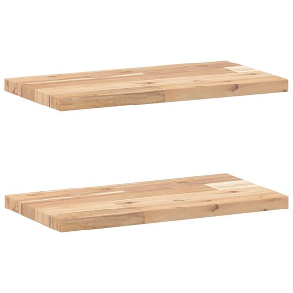 vidaXL &Eacute;tag&egrave;res flottantes 2 pcs 60x20x2 cm acacia massif non trait&eacute;