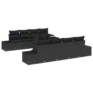 vidaXL Ensemble de canap&eacute; de jardin 9 pc Noir
