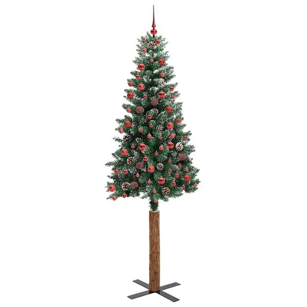 vidaXL Sapin de Noël mince avec 300 LED Vert et blanc 210 cm