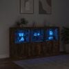 vidaXL Buffet avec lumi&egrave;res LED ch&ecirc;ne fum&eacute; 181,5x37x100 cm