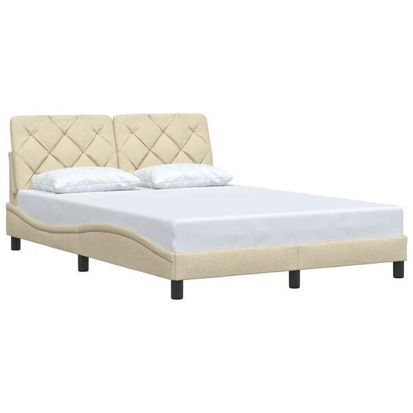 vidaXL Cadre de lit sans matelas cr&egrave;me 140x190 cm tissu