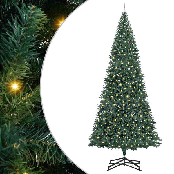 vidaXL Arbre de No&euml;l artificiel pr&eacute;-&eacute;clair&eacute; avec ensemble de boules