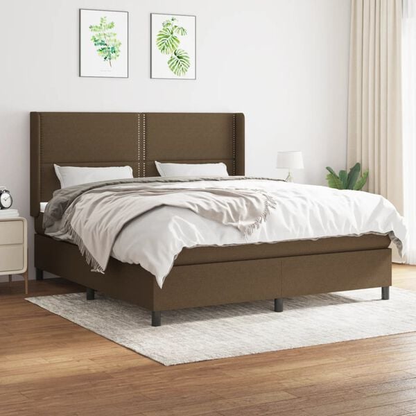 vidaXL Sommier &agrave; lattes de lit avec matelas Marron fonc&eacute; 160x200 cm