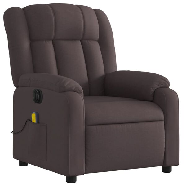 vidaXL Fauteuil de massage inclinable &eacute;lectrique Marron fonc&eacute; Tissu