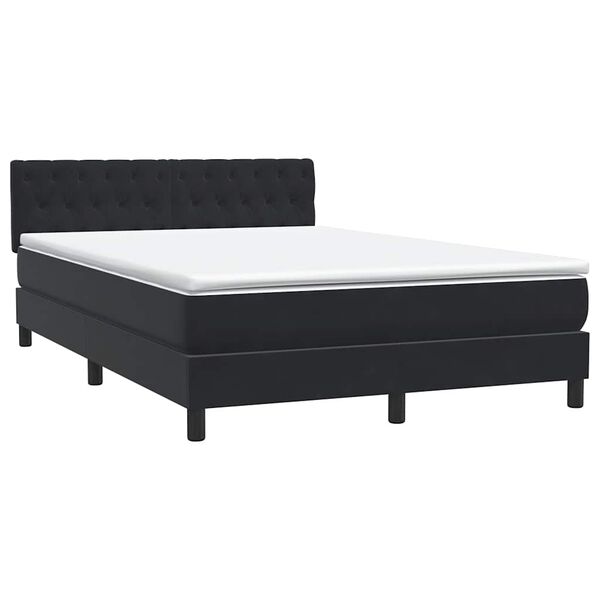 vidaXL Sommier &agrave; lattes de lit avec matelas noir 160x210 cm velours