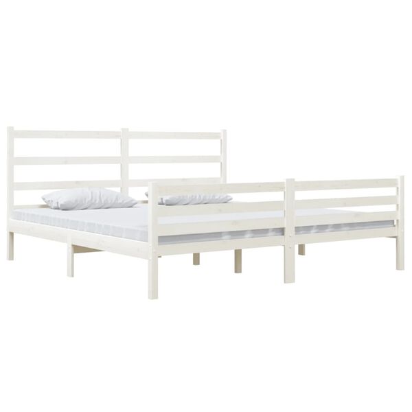 vidaXL Cadre de lit sans matelas blanc bois massif