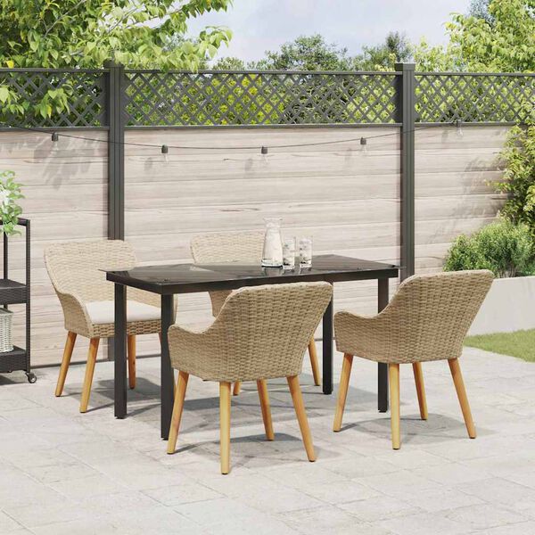 vidaXL Ensemble de salle &agrave; manger pour jardin 5 pcs Beige polyrotin