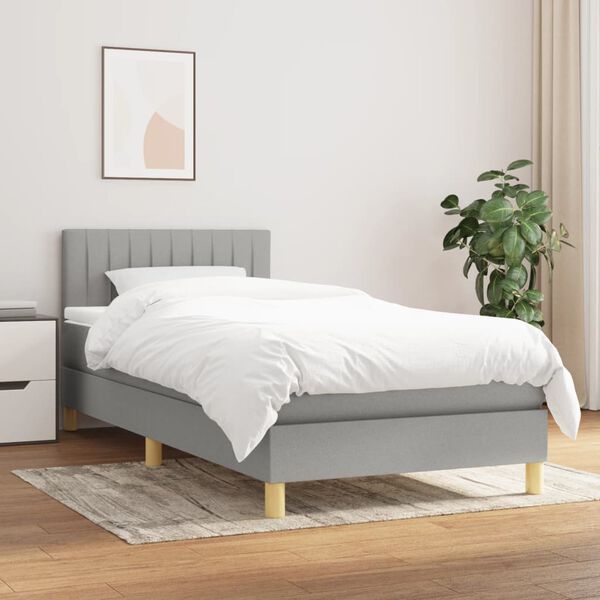 vidaXL Sommier &agrave; lattes de lit avec matelas Gris clair 80x200 cm Tissu