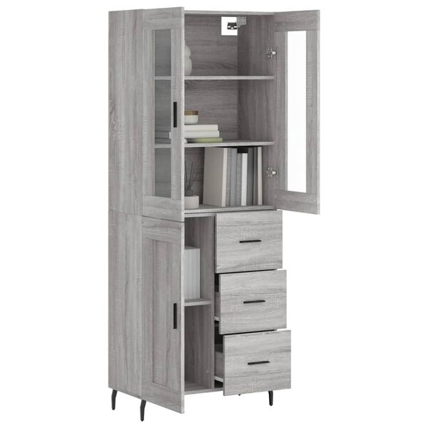 vidaXL Buffet haut Sonoma gris 69,5x34x180 cm Bois d'ing&eacute;nierie