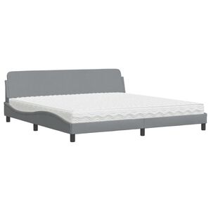 vidaXL Lit avec matelas Dover gris clair 200x200 cm tissu